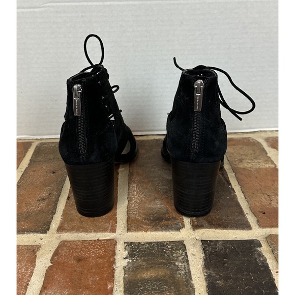 Vince Camuto Lallia Peep Toe Suede Heels Booties Sz 8.5 Laser-Cut-Lace Up Shoes - Picture 5 of 6